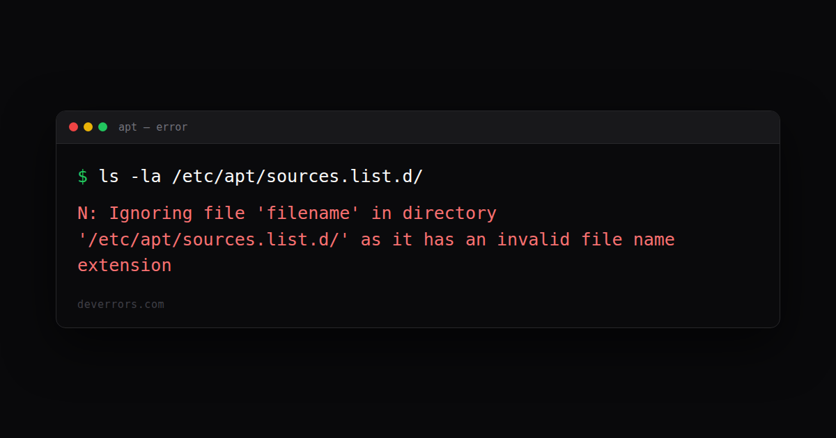 How to fix N: Ignoring file 'filename' in directory '/etc/apt/sources ...
