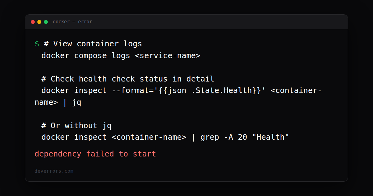 How to fix dependency failed to start in Docker | DevErrors