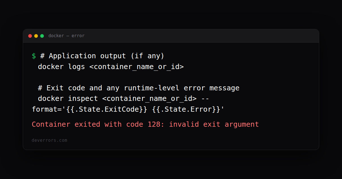 How to fix Container exited with code 128: invalid exit argument in ...
