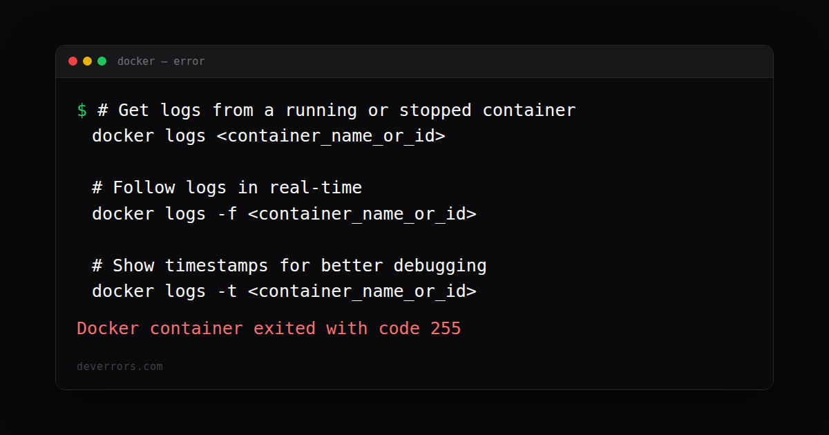 How to fix Docker container exited with code 255 in Docker | DevErrors