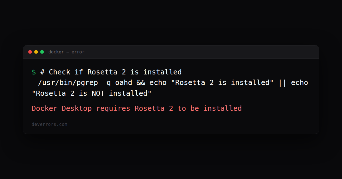 How to fix Docker Desktop requires Rosetta 2 to be installed in Docker ...