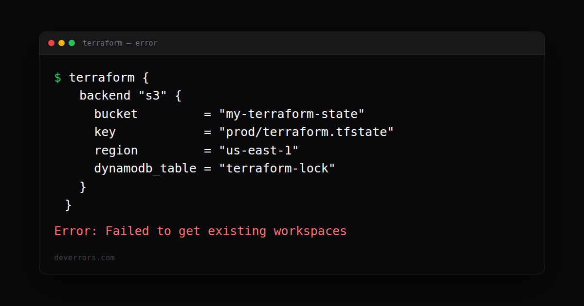 How to fix Error: Failed to get existing workspaces in Terraform ...