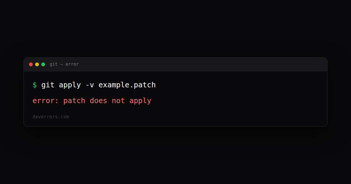 How to fix error: patch does not apply in Git | DevErrors
