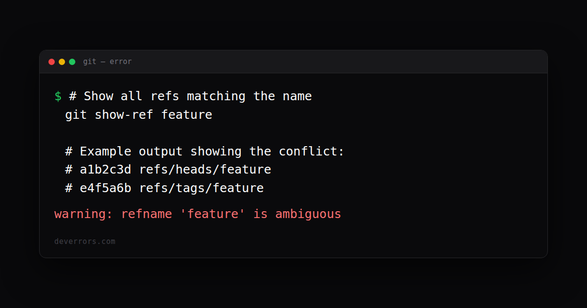 How to fix warning: refname 'feature' is ambiguous in Git | DevErrors