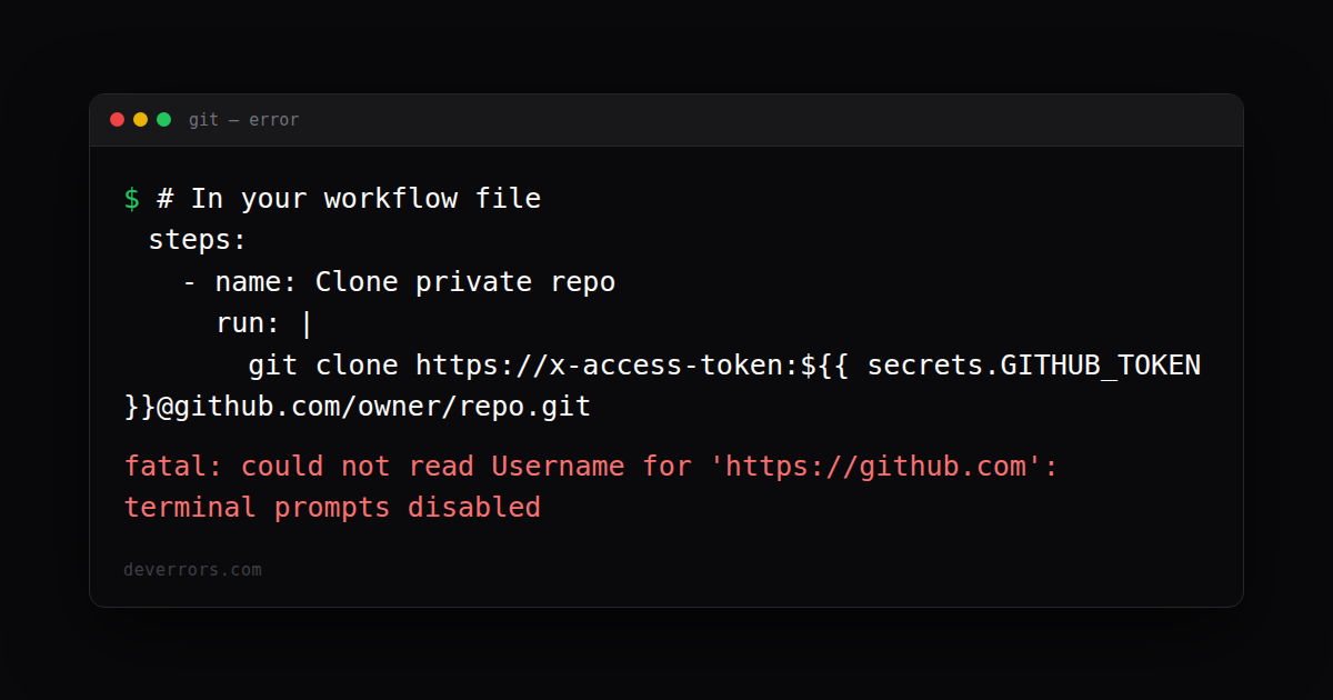 How to fix fatal: could not read Username for 'https://github.com ...