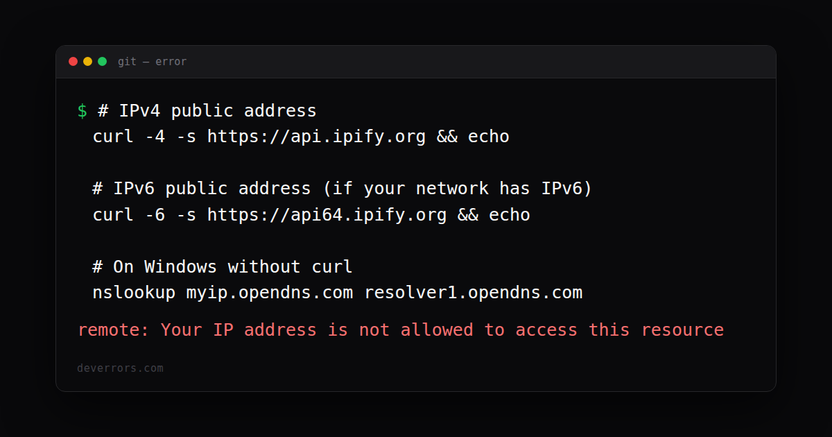How to fix remote: Your IP address is not allowed to access this ...
