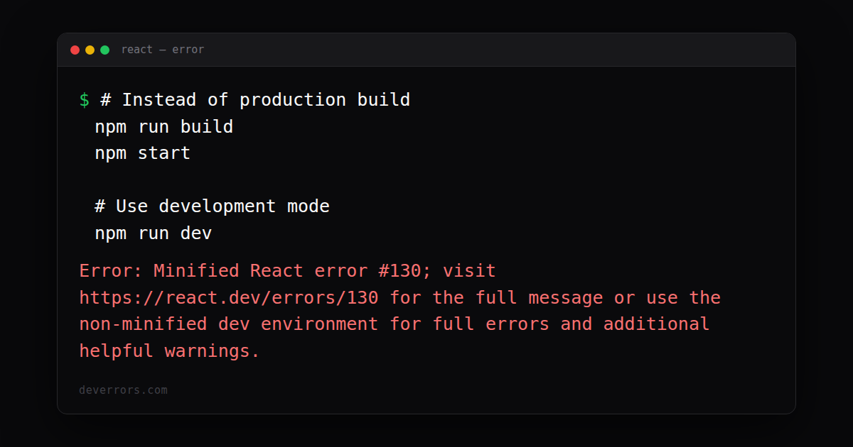 How to fix Error: Minified React error #130; visit https://react.dev ...