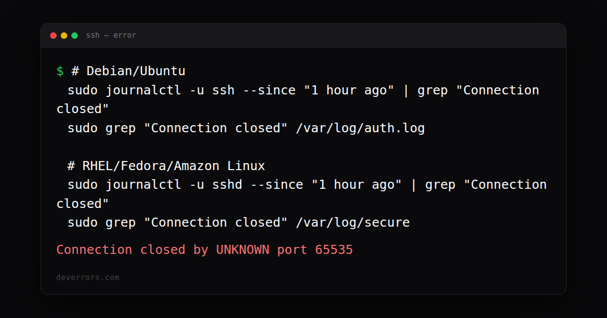 How to fix Connection closed by UNKNOWN port 65535 in SSH | DevErrors