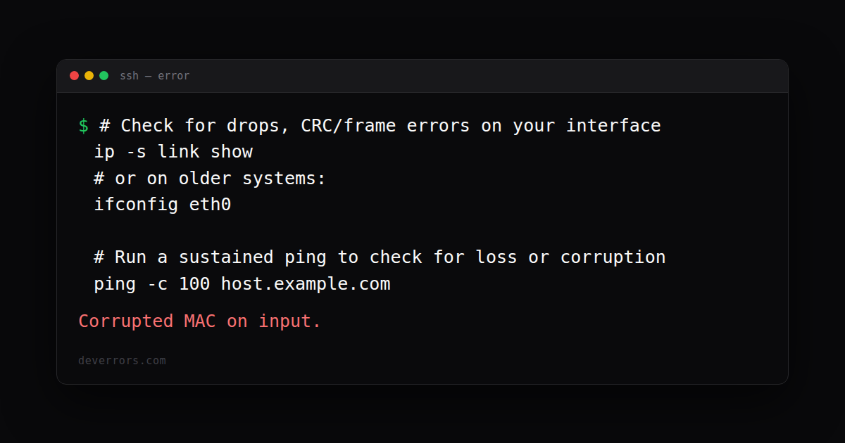 How to fix Corrupted MAC on input. in SSH | DevErrors
