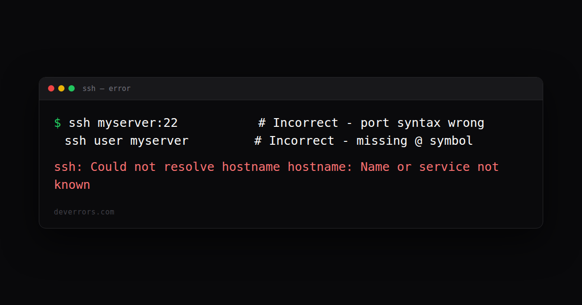 How to fix ssh: Could not resolve hostname hostname: Name or service ...