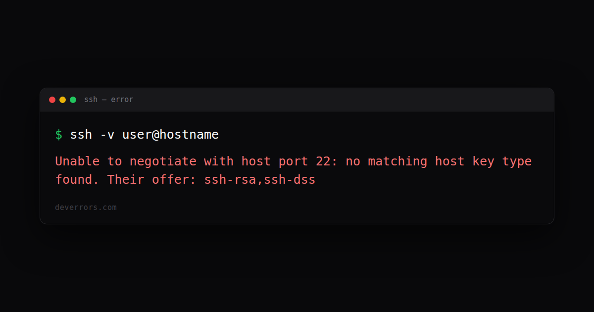 How to fix Unable to negotiate with host port 22: no matching host key ...