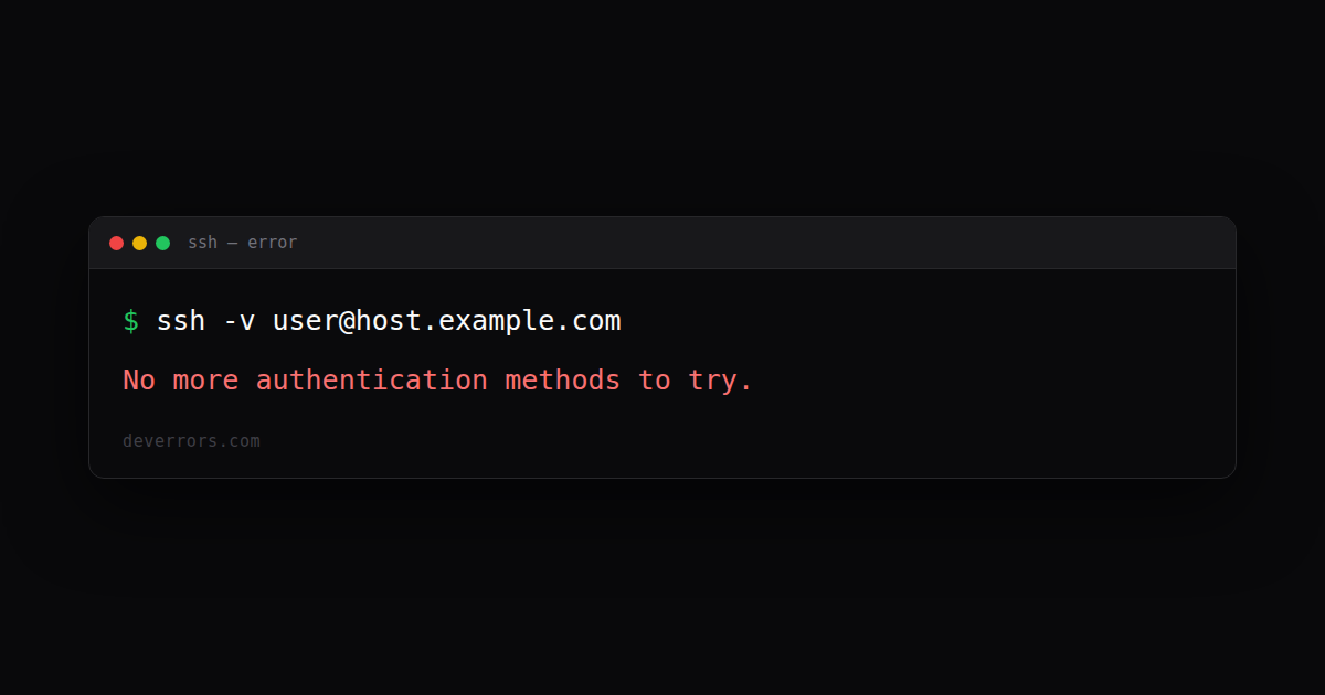 How to fix No more authentication methods to try. in SSH | DevErrors